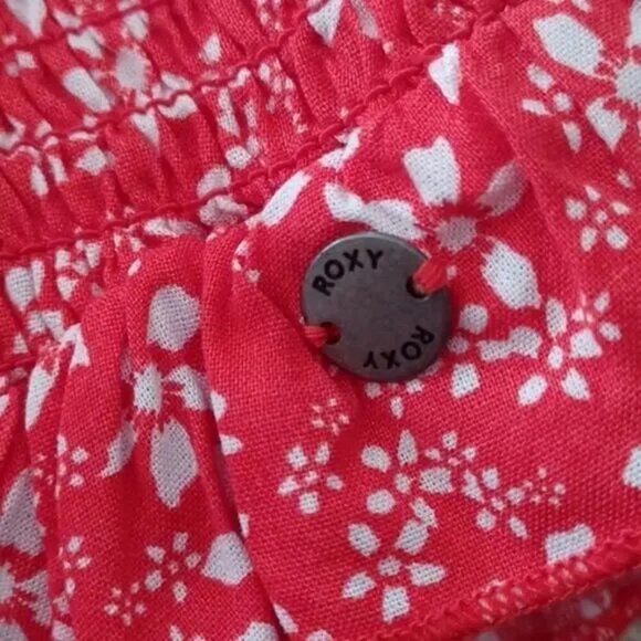 Roxy Secret Sister Crop Top Smocked Floral Red White 90s XS NWT - Picture 10 of 14